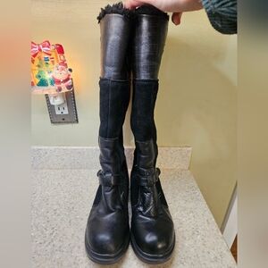 Pajar Black Distressed Leather Winter Boots, Size 7-7½